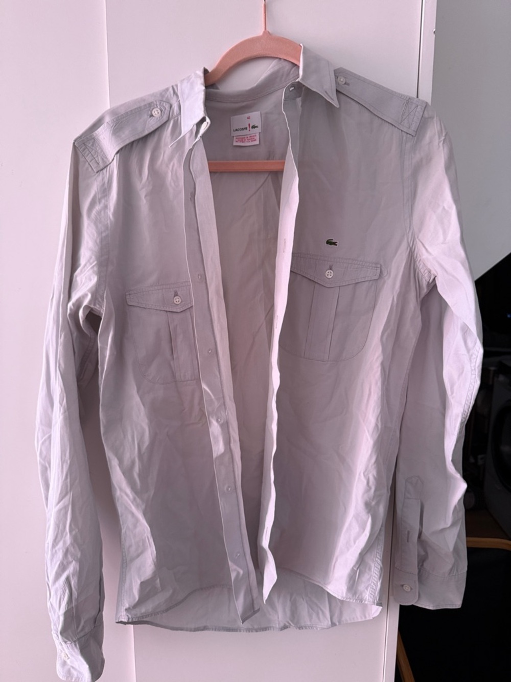Lacoste Light Gray Button-Front Shirt